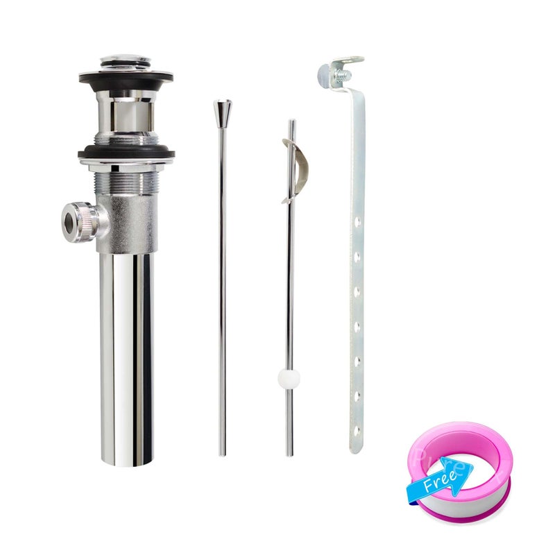 Purelux Bathroom Sink Drain Stopper Assembly with Lift Rod and Overflow, Chrome Finish - Image 4